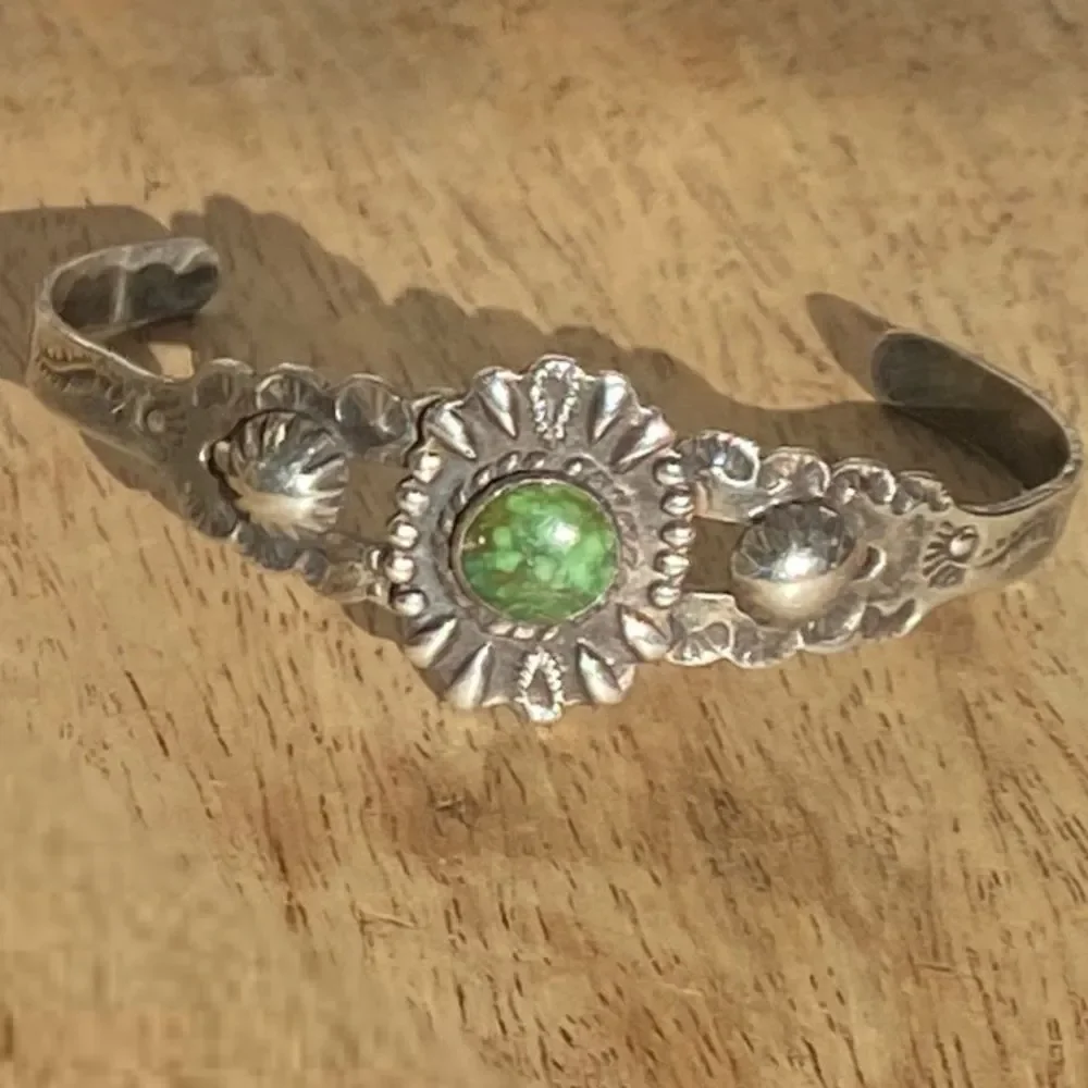 Gorgeous antique Native American made sterling and turquoise bracelet🌵🌞 - Picture 1 of 5